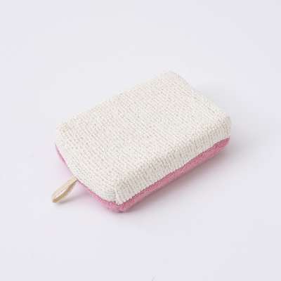 Wholesale towel fabric material bath rub pink Rice white double color bath sponge brush for women body cleaning