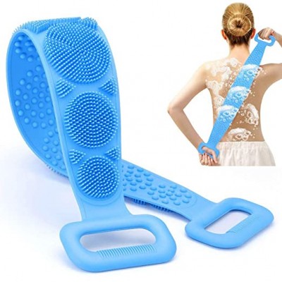 Exfoliator Massage Double Sided Skin Scrubbing Strap Towel Back Washer Body Brush Long Back  Silicone bath Scrubber